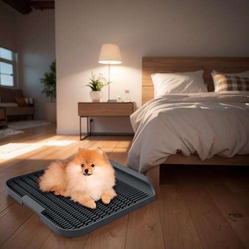 Washable Reusable Dog Puppy Potty Tray, Pee Pad Indoor Wee Training, Dog Potty Training, Portable Easy-Wash and Paw-Friendly Dogs Pee Pads, Charcoal Gray