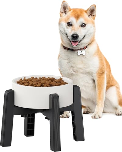 CZPET Dog Bowl Stand with Adjustable Width [Stand Only], Single Raised Pet Water & Food Feeder for Medium Dogs, Stable and Anti-Slip Elevated Bowl - size: H: 6.3''; W: 6.1-10.4''