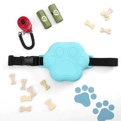 Dog Treat Pouch with Training Clicker and 2 Poop Bags, 1.8 Cup Small Sealable Zipper Silicone Fanny Pack with Waist Belt, Pet Puppy Training & Walking Essentials (Blue) - color: Blue
