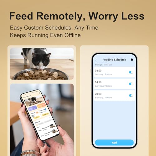2K 카메라가 있는 자동 고양이 피더, 5G/2.4G Wi-Fi 6.5L 스마트 반려동물 피더, 고양이 및 소형견용, 야간 시야가 있는 자동 강아지 피더, 양방향 오디오, 동작 감지, 수유 일정 및 앱 제어