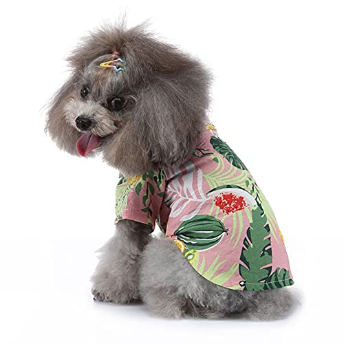 Tangpan Summer Pet Daisy Hawaiian Beach Plaid Print Shirts Clothes for Dog S07 Pink XL - color: Z Pink, size: X-Large