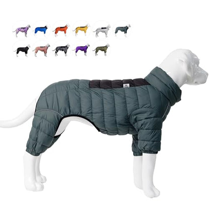 ArmyGreen Dog Jumper, Windproof, Reflective - Dirigible Winter Jacket for S, M, L - Zip, Adjustable Sizes - color: Armygreen, size: S (11inch Back)