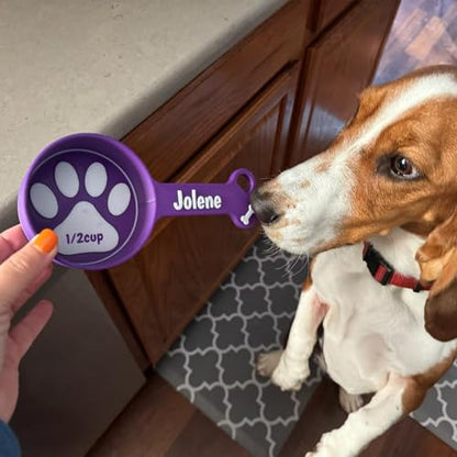 ubjva Personalized Dog Food Scoop Custom Cat Food Measuring Cup with Name Pet Accessories Gifts for Pet Lover - color: Round Paws