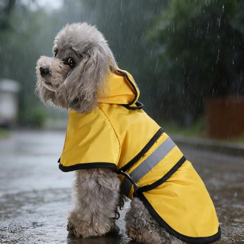 Waterproof Dog Raincoat, Adjustable Lightweight Rain Jacket, Suitable for Outdoor Walking, Hiking, Camping, All Season, 1 Piece (Yellow, Medium) - color: YELLOW, size: Medium