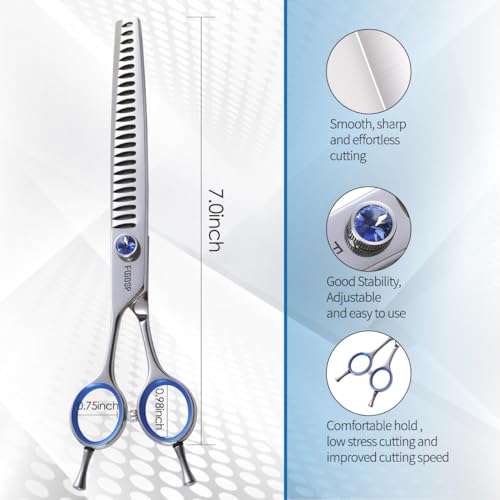 Chunkers Dog Grooming Scissors Left Handed 7.0'' Professional Thinning Shears for Dogs Pet Grooming Scissors Chunkers Shears Dog Grooming Japan 440C 70% Thinning Rate 18 Teeth(7.0'' Chunkers) - size: 7.0 inch, style: Chunkers Shears
