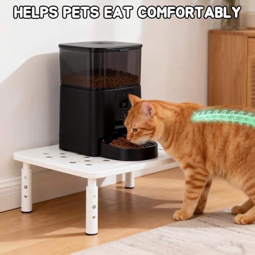 Elevated Cat Food Stand, Adjustable Height Automatic Feeder Stand for Cats Dog Pet Feeding station, Cat Feed Table Suitable for Most Automatic Pet Feeders & Water Dispensers(White)-Non slip - color: White