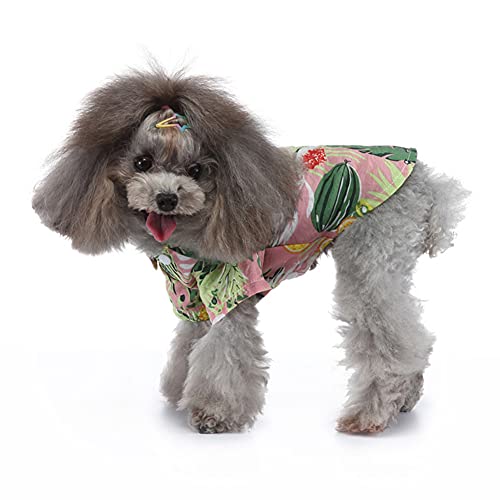Tangpan Summer Pet Daisy Hawaiian Beach Plaid Print Shirts Clothes for Dog S07 Pink L - color: Z Pink, size: Large