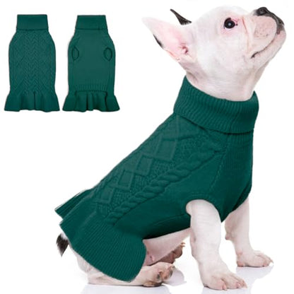 QBLEEV Small Dog Sweaters for Girls - Warm Winter & Fall Dog Sweaters with Soft Material, Turtleneck & Vest Options, Female XS - color: Green, size: X-Small