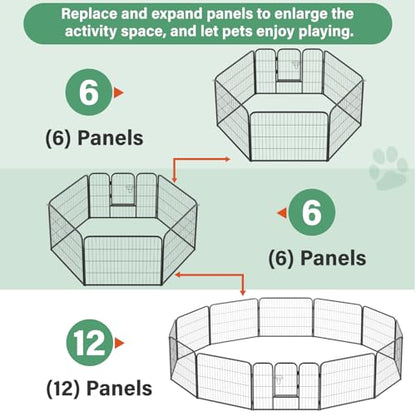 FDW Dog Playpen Dog Pen Dog Kennel 6 Panels 24 Inch Height Indoor Outdoor Folding Metal Portable Puppy Exercise Pen Heavy Duty Dog Fence for Yard Camping,Black - style: 6 Panels