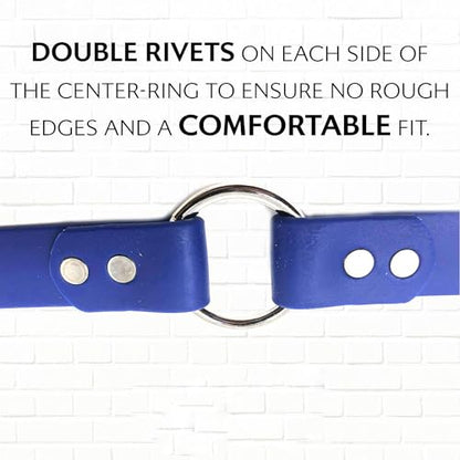 Regal Dog Products Small Blue Dog Collar with Heavy Duty Double Buckle & D Ring | Vinyl Coated, Custom Fit, Adjustable Biothane Dog Collar | Chew Resistant Waterproof Center-Ring Collar for Dogs - color: Blue, size: Small