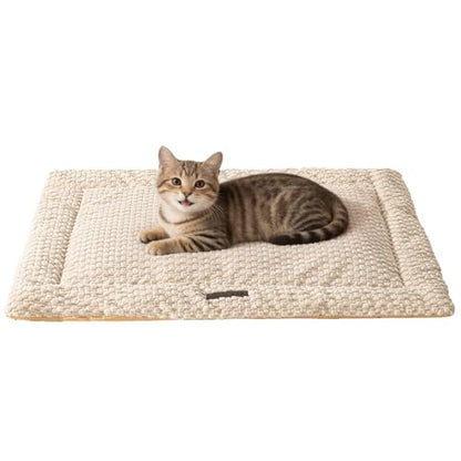 SOMAHE Cat Beds Flat Cat Bed Mat, Premium Plush Cat Mat with Non-Slip Bottom, 1.2" Thick All-Season Kneading Cushion, Machine Washable Anti-Static Pet Bed 15×23Inch, Milk - color: Milk, size: 23"L x 15"W x 1.2"Th