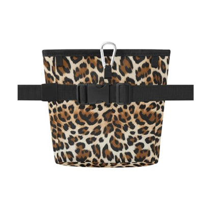 Leopard Spots Water-Resistant Dog Treat Pouch, 3 Ways to Wear Treat Bag with Magnetic Closure & Reflective Strip, Hands-Free for Pet Training, Walking
