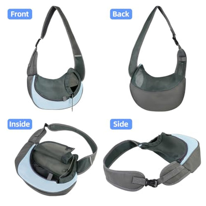 Dog Sling Carrier, Mesh Breathable Puppy Sling with Soft Adjustable Widen Padded Strap, Hand-Free Dog Purse Carriers for Small Dogs Cats, Pet Carrier Backpack for Travel Outdoor, Blue - color: Single Bag-Sky Blue-Large