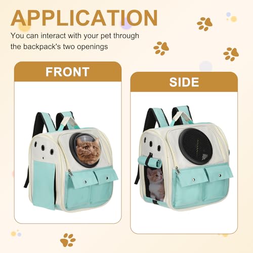 Pet Backpack Carrier, Portable and Ventilated, Oxford Cloth, Dogs Cats and Small Animals Travel Bag 12.99", (Blue, 1 Pcs), Intended for Hiking/Camping/Traveling - color: Blue