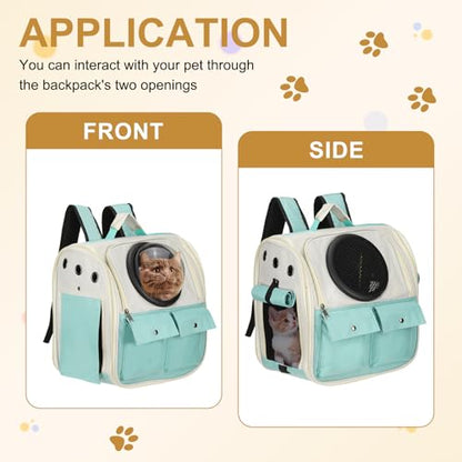 Pet Backpack Carrier, Portable and Ventilated, Oxford Cloth, Dogs Cats and Small Animals Travel Bag 12.99", (Blue, 1 Pcs), Intended for Hiking/Camping/Traveling - color: Blue