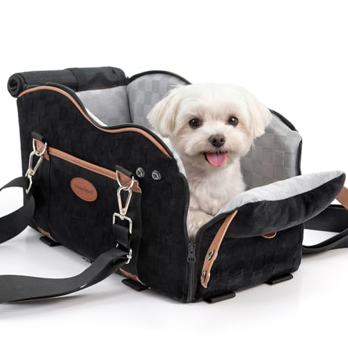 Woochpet Small Dog Car Seat, Auto Booster for Pet Travel, Portable Carrier Bed with Safety Leash Up to 9 lbs - size: Small