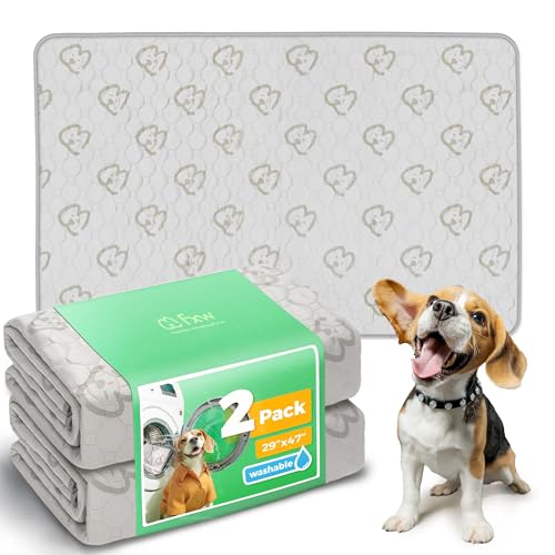 FXW Washable Pee Pads for Dogs, Puppy Pads with Super Absorbent, Specifically Designed for 48inch Cages, 29" x 47" Rectangle, Khaki, 2 Packs - color: Khaki, size: 29" x 47" (2 Packs)