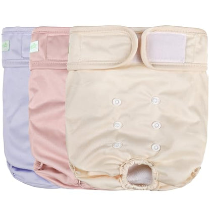 wegreeco Washable Reusable Premium Dog Diapers, Pack of 3, Small Dog Puppy & Doggy Diapers Female, Dog Period Panties Diapers Female in Heat Small - color: Purple, Yellow, Pink, size: Small