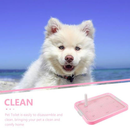 Kisangel Plastic Dog Toilet Potty Tray with Detachable Anti-Slip Mesh, Indoor Puppy Pee Station for Small & Medium Dogs, Pet Toilet for Home Office Kitchen & Bathroom - color: Pink