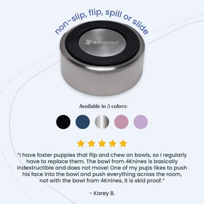 4Knines Stainless Steel Dog Bowl – Heavy Duty Non-Slip Large Pet Food and Water Bowl for Dogs and Puppies, Double-Walled, Spill Resistant, Rust Proof, Easy Clean, 64oz Capacity - Black - color: Black