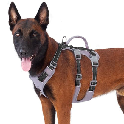 Huntboo Reflective Dog Harness with Handle, Escape Proof, No Slip, Breathable, Lightweight, Adjustable Lift Harness for Small, Medium, and Large Dogs Walking, Training, and Running Gear(Black,L) - color: Black, size: Large (Pack of 1)