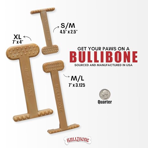Bullibone Nylon Dog Chew Toy for Aggressive Chewers - Dental Hygiene Bone with Bacon Flavor, Durable Tough Chew Toys for Extra Large Dogs, Indestructible Dog Bone - 2 Pack
