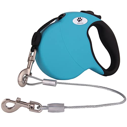 16ft Retractable Dog Leash for Large Breed Dogs up to 110 lbs with a Detachable Chew Proof Extender Wire Ropes (Blue L) - color: Blue, size: Large