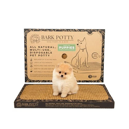 Puppy Bark Potty | Indoor Potty for Puppies & Dogs | Plant-Based Fiber Dog Potty Tray | Stays Dry & Pest-Free | Disposable Litter Box for Dogs | Standard 24x16 - size: Standard 24x16