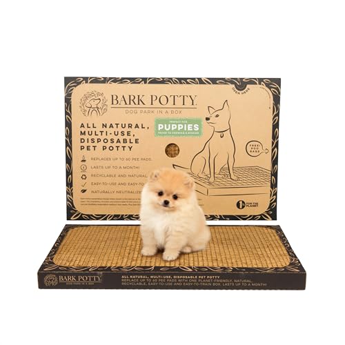 Puppy Bark Potty | Indoor Potty for Puppies & Dogs | Plant-Based Fiber Dog Potty Tray | Stays Dry & Pest-Free | Disposable Litter Box for Dogs | Standard 24x16 - size: Standard 24x16
