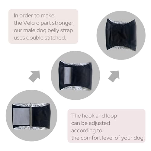 1 Pack 3 Reusable Dog Diapers Washable Male Belly Bands for Dogs, High Absorbing Male Dog Doggie Puppy Wraps (Large, Black Navy Charcoal) - size: Large
