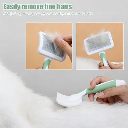 Slicker Brush for Dogs & Pet Comb,Grooming Brush for Thick,Fluffy,Shedding Fur on Dogs and Cats Soft,Gentle Pins for Grooming