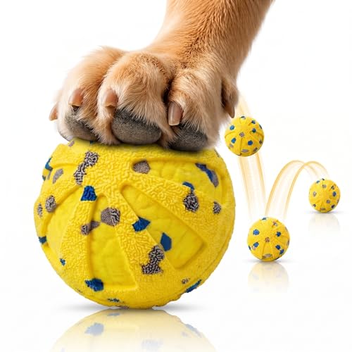 Interactive Dog Toys Ball, Moving Dog Toys to Keep Them Busy, Automatic Self Rolling & Bouncing, Soft E-TPU Material IPX7 Waterproof, Enrichment for Small Medium Large Breeds, Yellow - color: Yellow-Automatic Ball