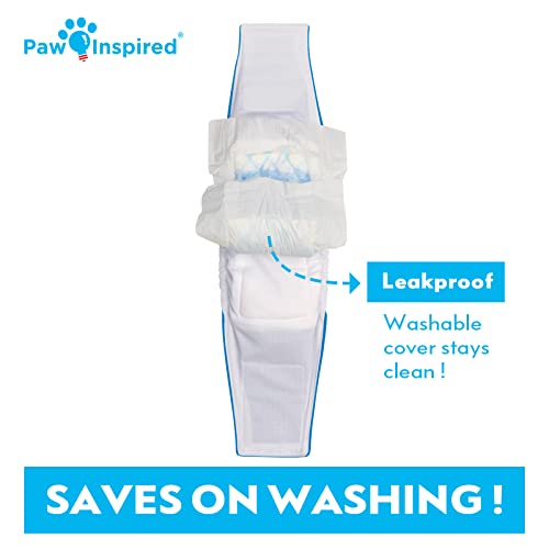 Paw Inspired Reusable, Washable Belly Bands for Male Dogs (X-Small, 3 Count) with Disposable Diaper Liner Inserts (30 Count)