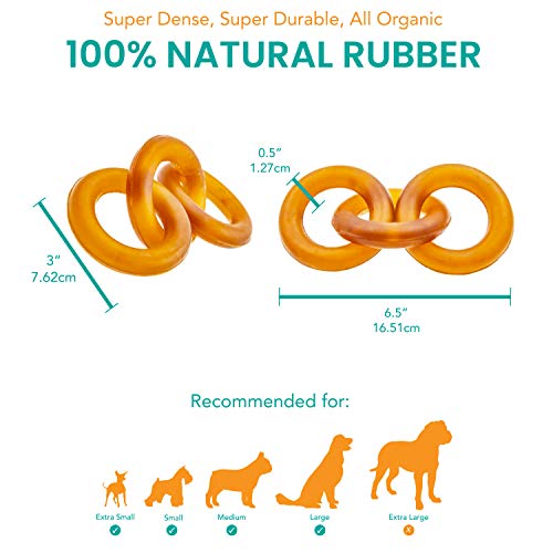 Fuzzy Puppy Dog Toys for Aggressive Chewers: All-Natural Rubber, Durable Dog Chew Toy, Great Teething Toys for Puppies | Three Ring Circus (FP-Toy01) - style: Three Rings