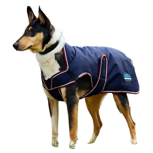 WeatherBeeta ComFiTec Premier Deluxe Waterproof Dog Coat, Burgundy/Navy, 20" - color: Burgundy/Navy, size: 20"