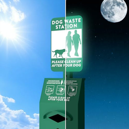 POCHAR Aluminum Outdoor Dog Bag Dispenser with Pick Up Sign for Pet Waste | Rust-Proof Wall-Mounted Poop Bag Dispenser for Dog Waste, Includes Lock & Mounting Hardware - style: ‎Dispenser with Sign