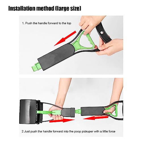 Pet Pooper Scooper, 23.7 Heavy Duty Dog Pooper Scooper, Long Handle Poop Picker Upper, Portable Pet Waste Grabber for Yard, Grass, Dirt, Double Spring, Dog Supplies (Green+Black)