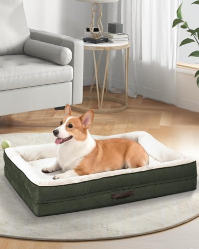 Upvilla Large Orthopedic Dog Bed, Four-Sided Cushioned Egg-Shaped Foam Dog Sofa, Waterproof Removable Cover, Pet Sofa Bed with Non-Slip Base, Large Pet Bed,Green - color: Green, size: 36"l x 24"w x 7"th