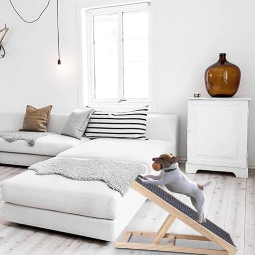 Dog Ramp for High Beds, Couches & Cars - Adjustable Foldable Pet Stairs, Lightweight Wooden Ladder with Anti-Slip Surface, Holds 50lbs, Space-Saving for Small Dogs