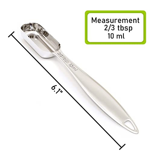 1PCS 2/3Tablespoon (2tsp, 10ml) Single Measuring Spoon, Individual Stainless Steel Long Handle Measure Teaspoon Only - size: 2/3tbsp|2tsp|10ml|1/3oz