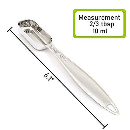 1PCS 2/3Tablespoon (2tsp, 10ml) Single Measuring Spoon, Individual Stainless Steel Long Handle Measure Teaspoon Only - size: 2/3tbsp|2tsp|10ml|1/3oz