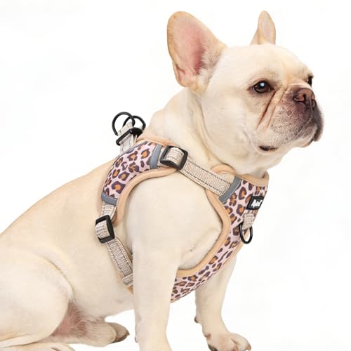 PUPTECK Dog Harness Small Sized Dog, Step in Adjustable Reflective Dog Vest Harness Escape Proof, No Pull Soft Padded Harness Easy Control, Brown Leopard, M - color: Brown(Leopard), size: M (CHEST: 14.5"-20")