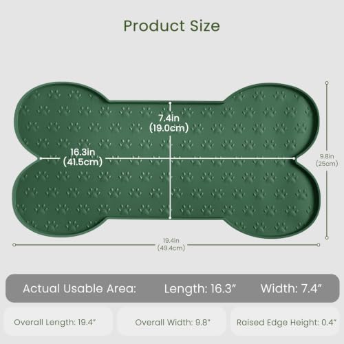 PWTAA Dog Food Mat Anti-Slip Silicone Dog Bowl Mat Thicker Pet Placemat Waterproof Cat Feeder Pad with Raised Edge Puppy Kitten Feeding Mats Suitable Small Medium-Sized Dogs Cats Eating Tray - 2PCS - color: Hunter Green, size: 19.4" x 9.8"-2PCS