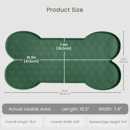 PWTAA Dog Food Mat Anti-Slip Silicone Dog Bowl Mat Thicker Pet Placemat Waterproof Cat Feeder Pad with Raised Edge Puppy Kitten Feeding Mats Suitable Small Medium-Sized Dogs Cats Eating Tray - 2PCS - color: Hunter Green, size: 19.4" x 9.8"-2PCS