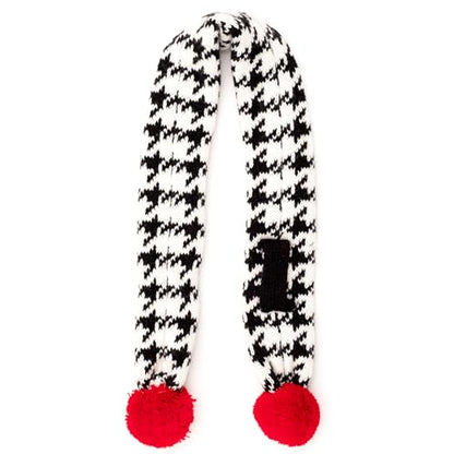 THE WORTHY DOG Houndstooth Sweater & Scarf Set Dog Sweater – Warm Pullover Dog Clothes with Leash Opening, Acrylic Double Knit & High-Cut Belly - Black, X-Small - color: Houndstooth - Black/White/Red, size: X Small