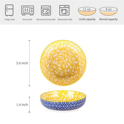 Selamica 세라믹 고양이 그릇, 14cm(5.6인치) 너비의 얕은 고양이 사료 그릇, 음식과 물용, 수염 친화적, 6개 세트, 다양한 색상 - color: 다양한 색상, size: 5.6 Inch, Set of 6
