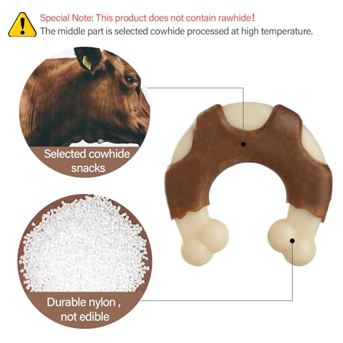 Durable Nylon Dog Toys, 2 Pack Tough Chew Toys for Aggressive Chewers, Beef-Flavored Hoof-Shaped Dog Chew Bones for Large/Medium Breed Dogs, Teeth Cleaning and Anxiety Relief - size: Large+Large