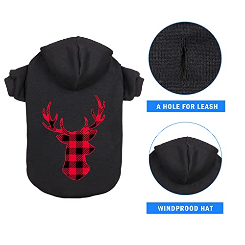Dog Hoodie Sweater for Dogs Pet Clothes Buffalo Plaid Dog Hooded Sweatshirt Warm and Soft Breathable Cozy(Reindeer&S) - color: Reindeer, size: S