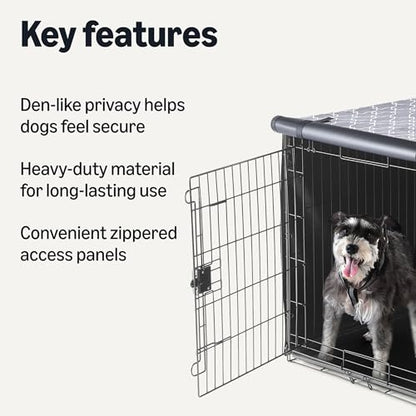 Amazon Basics Dog Cage Cover for 42-inch Wire Crates, Heavy-Duty with Zippered Panels - size: 42"L x 27"W x 31"H