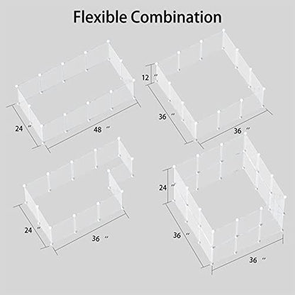 LURIVA Transparent Clear Small Animal Playpen, Guinea Pig Cages, Puppy Dog Playpen, Pet Playpen, Rabbit Bunny Indoor Fence Pen Enclosure, White Clear Plastic Playpen,12X12 Inch, 12Panels